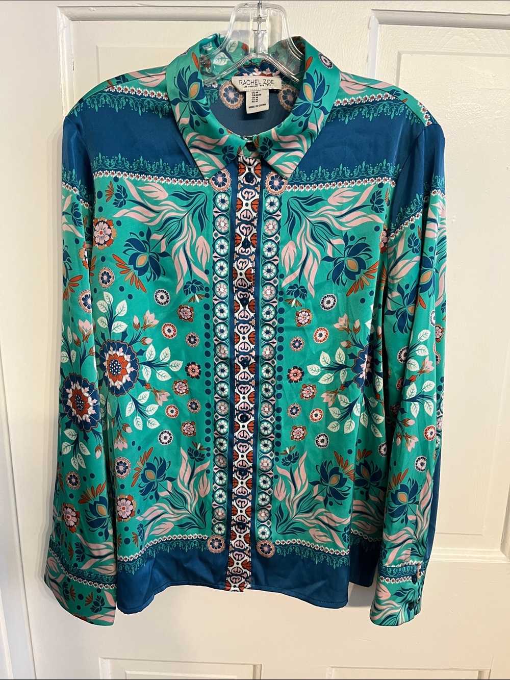Rachel Zoe Blouse mixed floral print long sleeves size M